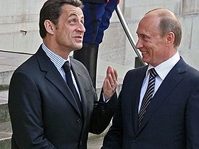 Никола Саркози и Владимир Путин. Фото газеты "Коммерсант"
