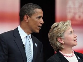 Барак Обама и Хиллари Клинтон. Фото с сайта: thelastpageof.livejournal.com