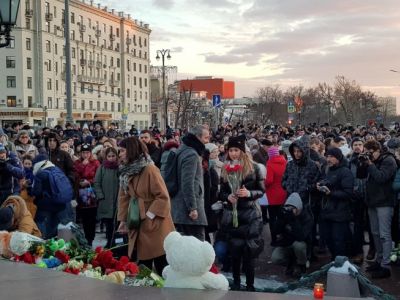 Сбор на Пушкинской площади в память у погибших в Кемерово. Фото: Каспаров.Ru