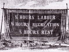 "8 часов на труд, 8 часов на отдых, 8 часов на сон". Плакат второй половины XIX века: www.internationaliststandpoint.org